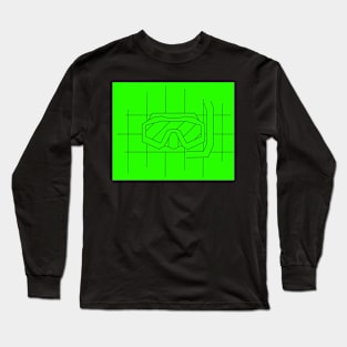 REVERSED GRID DRAWING OF A DIVE MASK green Long Sleeve T-Shirt